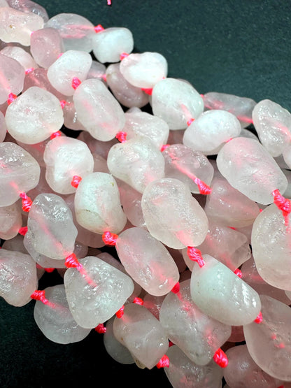 AAA Natural Rose Quartz Gemstone Bead. Freedom nugget shape beautiful Natural pink rose color. Excellent quality . Full strand 15.5”