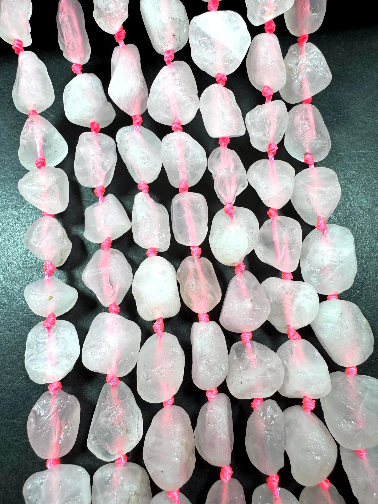 AAA Natural Rose Quartz Gemstone Bead. Freedom nugget shape beautiful Natural pink rose color. Excellent quality . Full strand 15.5”