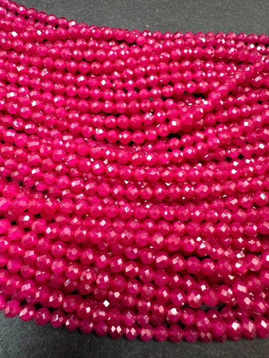 Natural Red Ruby AAA Grade. 2mm Faceted Round Shape. Excellent Quality. Natural Red Ruby Gemstone Bead. Full Strand 15.5”