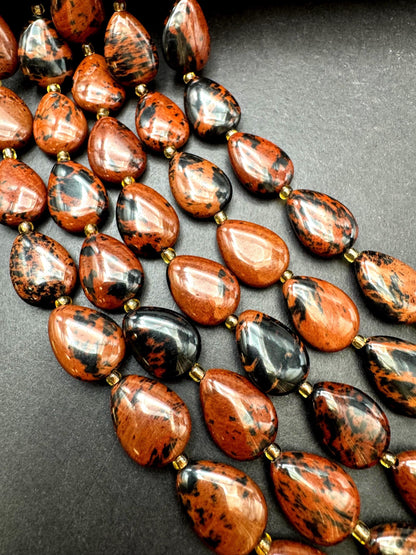 Natural  Mahogany Obsidian Gemstone Bead. Gorgeous Natural dark brown with black color. Excellent quality. Full strand 15.5