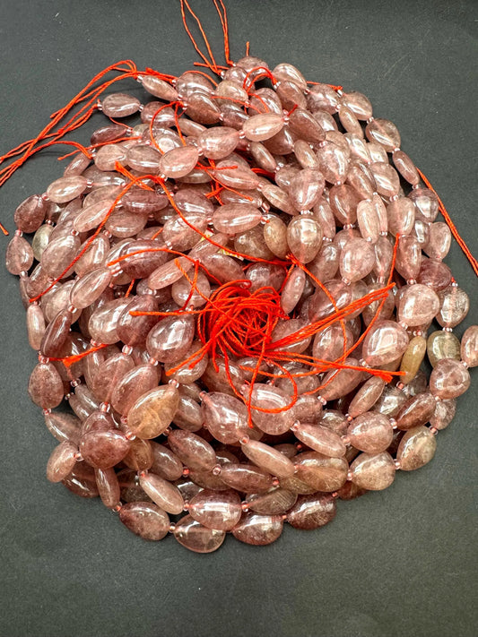 Natural Strawberry Quartz Gemstone Bead. Gorgeous Natural dark reddish color. Excellent quality. Full strand 15.5