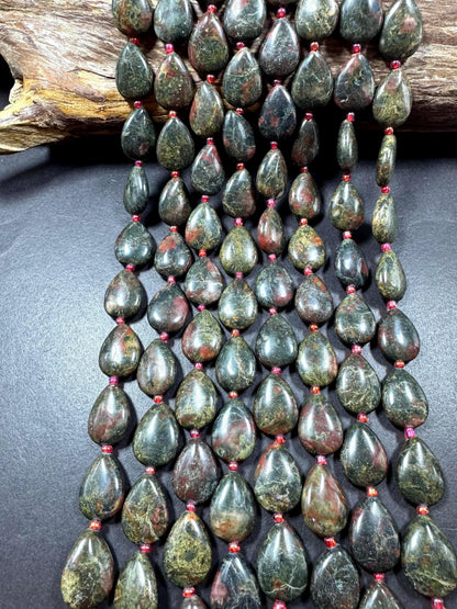 Natural African Blood Gemstone Bead. Gorgeous Natural Dark Brown with Olive Green color. Excellent quality. Full strand 15.5