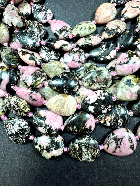 Natural Rhodonite gemstone bead. Gorgeous Natural black pink gemstone bead. Excellent quality. Full strand 15.5