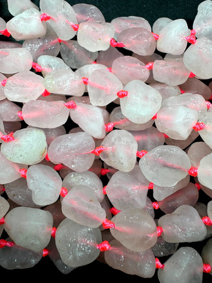 AAA Natural Rose Quartz Gemstone Bead. Freedom nugget shape beautiful Natural pink rose color. Excellent quality . Full strand 15.5”
