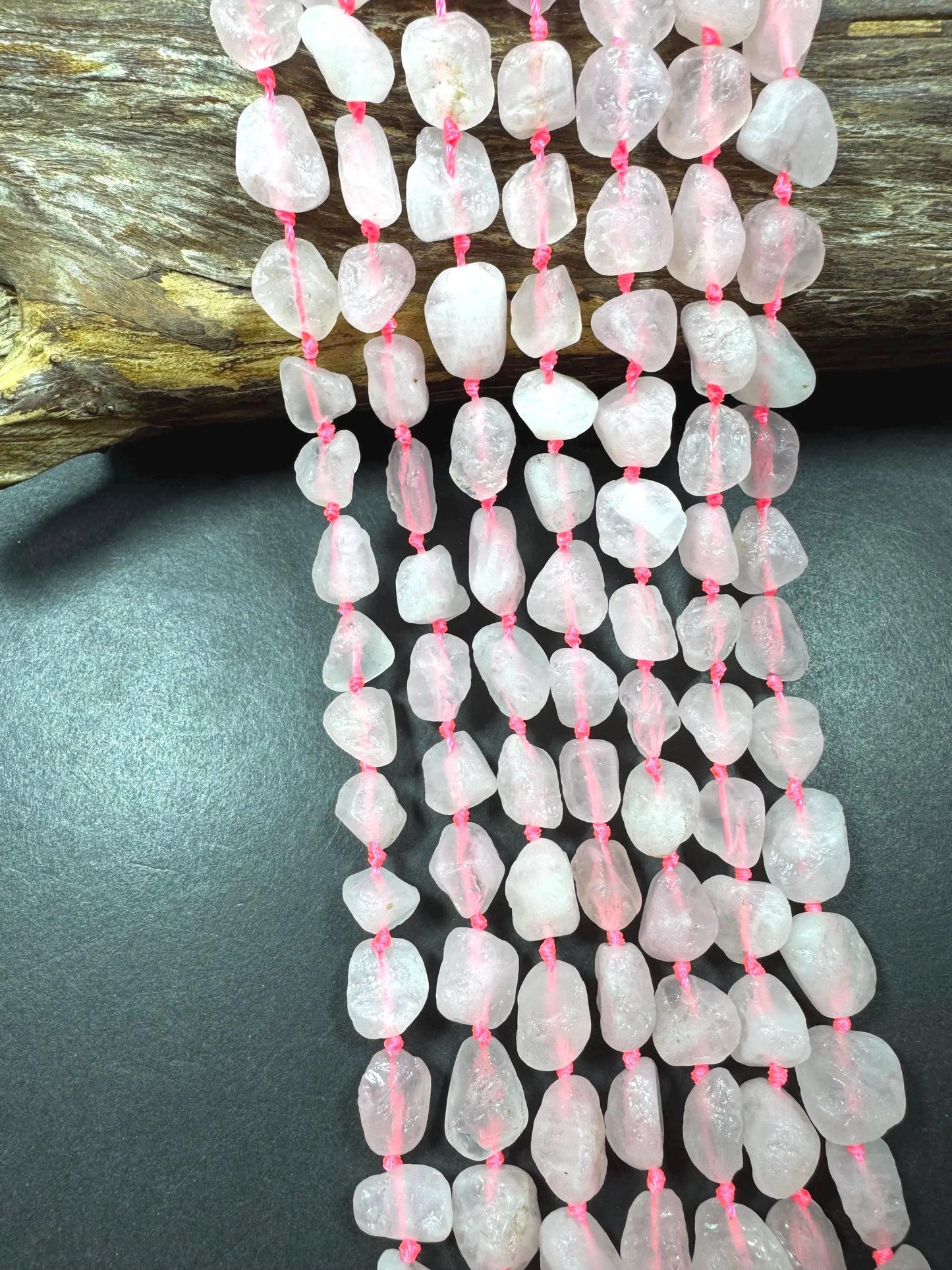 AAA Natural Rose Quartz Gemstone Bead. Freedom nugget shape beautiful Natural pink rose color. Excellent quality . Full strand 15.5”
