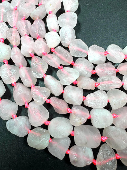 AAA Natural Rose Quartz Gemstone Bead. Freedom nugget shape beautiful Natural pink rose color. Excellent quality . Full strand 15.5”
