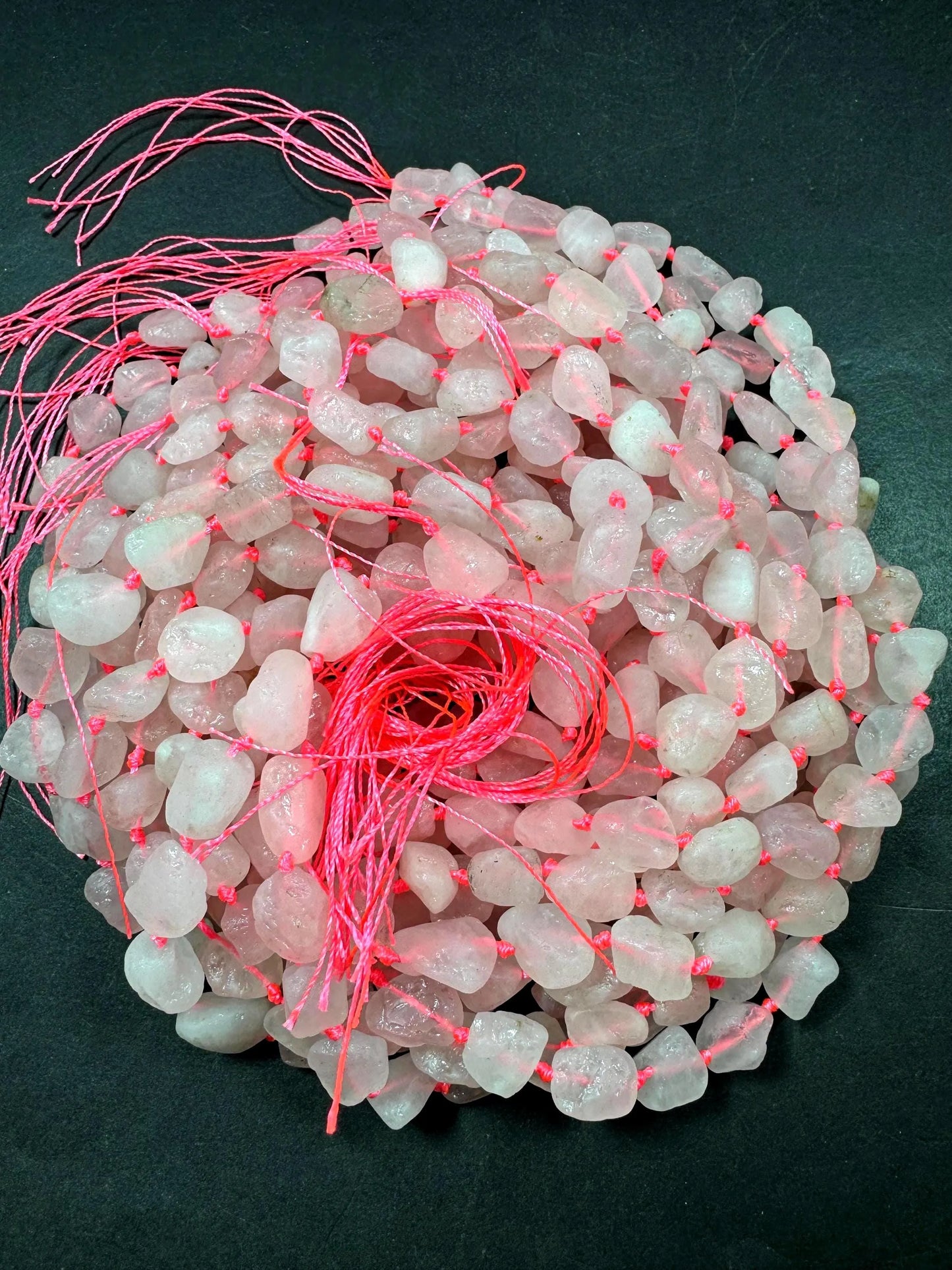 AAA Natural Rose Quartz Gemstone Bead. Freedom nugget shape beautiful Natural pink rose color. Excellent quality . Full strand 15.5”