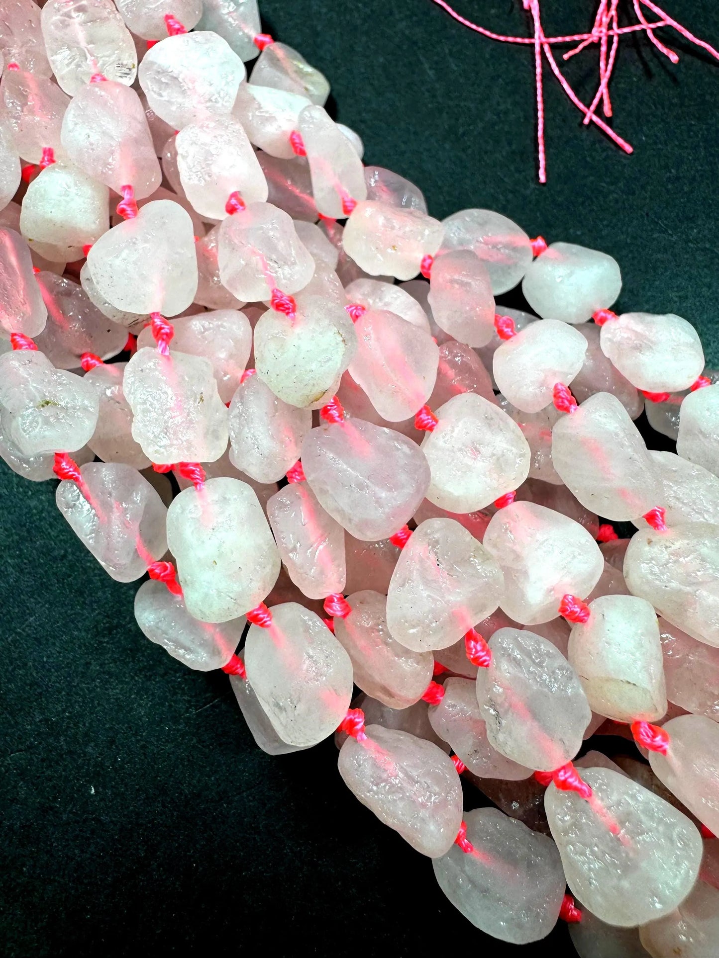 AAA Natural Rose Quartz Gemstone Bead. Freedom nugget shape beautiful Natural pink rose color. Excellent quality . Full strand 15.5”