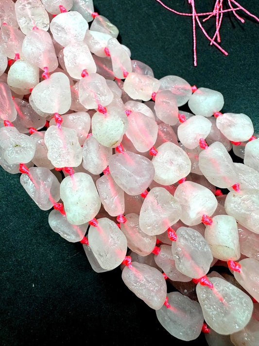 AAA Natural Rose Quartz Gemstone Bead. Freedom nugget shape beautiful Natural pink rose color. Excellent quality . Full strand 15.5”