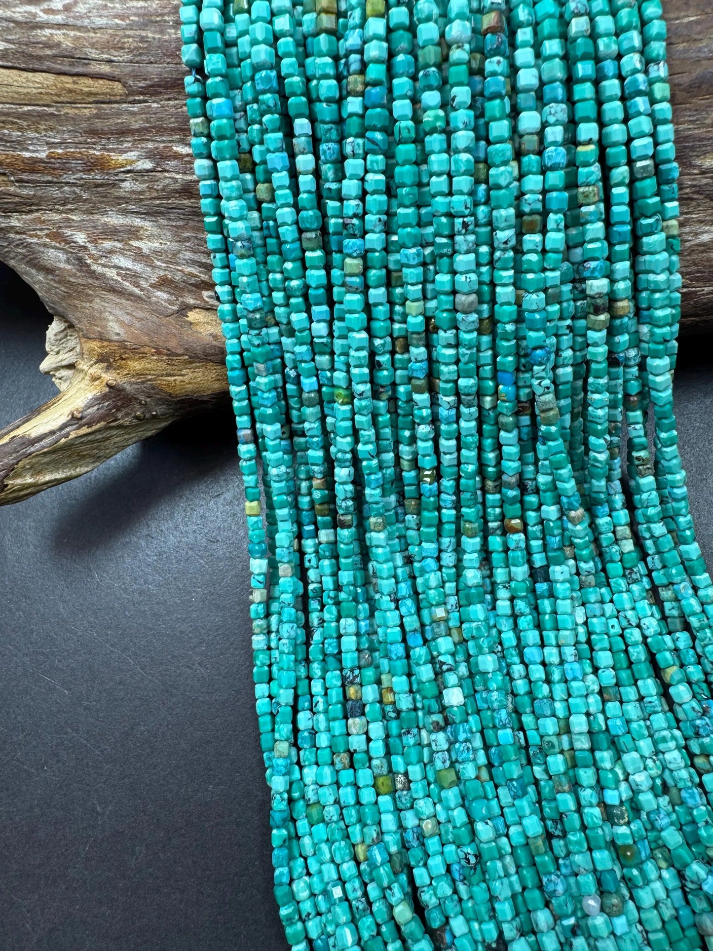 AAA Natural Turquoise Gemstone Bead. Faceted Cube Shape. Beautiful Natural Blue Turquoise Beads. Excellent Quality. Full Strand 15.5”
