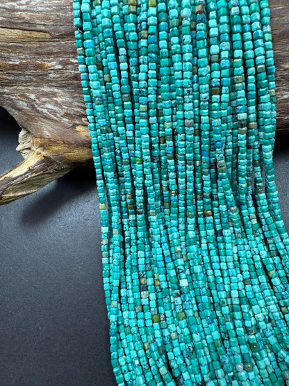 AAA Natural Turquoise Gemstone Bead. Faceted Cube Shape. Beautiful Natural Blue Turquoise Beads. Excellent Quality. Full Strand 15.5”