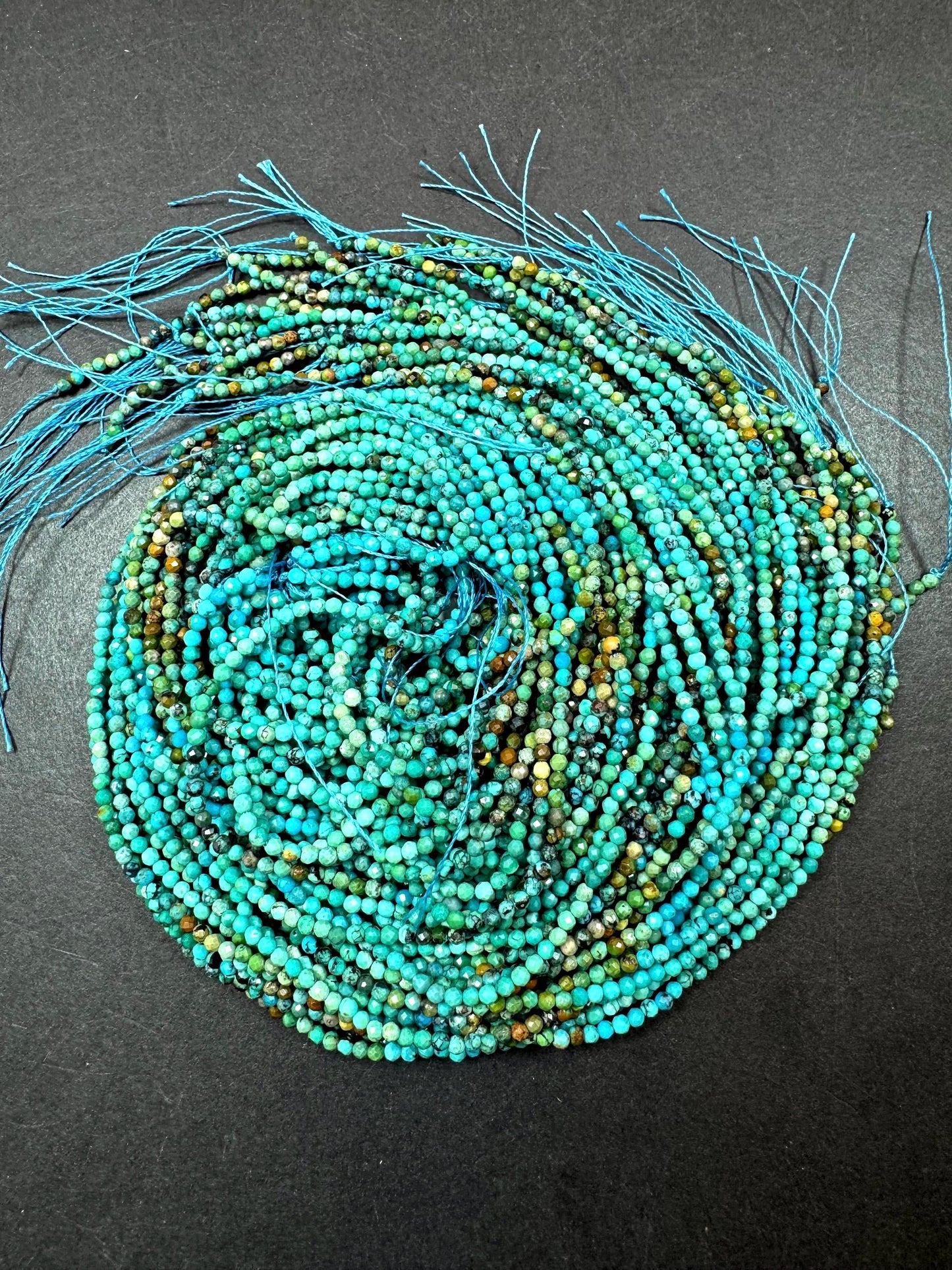 AAA Natural Turquoise Gemstone Bead. Faceted Round Shape Bead. Beautiful Natural Blue Turquoise Beads. Excellent Quality. Full Strand 15.5”