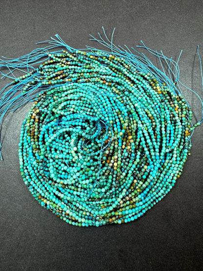 AAA Natural Turquoise Gemstone Bead. Faceted Round Shape Bead. Beautiful Natural Blue Turquoise Beads. Excellent Quality. Full Strand 15.5”