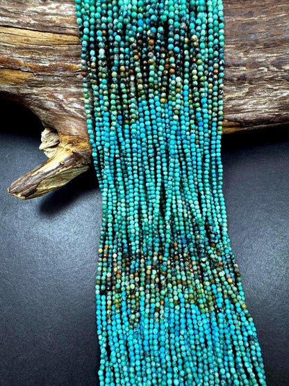 AAA Natural Turquoise Gemstone Bead. Faceted Round Shape Bead. Beautiful Natural Blue Turquoise Beads. Excellent Quality. Full Strand 15.5”