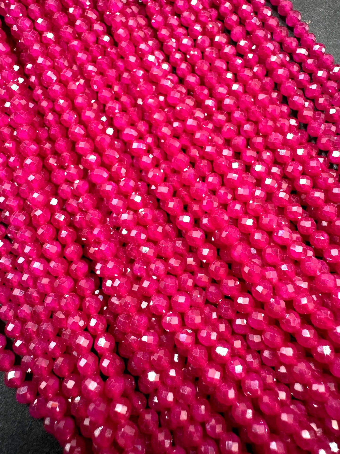 Natural Red Ruby AAA Grade. 2mm Faceted Round Shape. Excellent Quality. Natural Red Ruby Gemstone Bead. Full Strand 15.5”