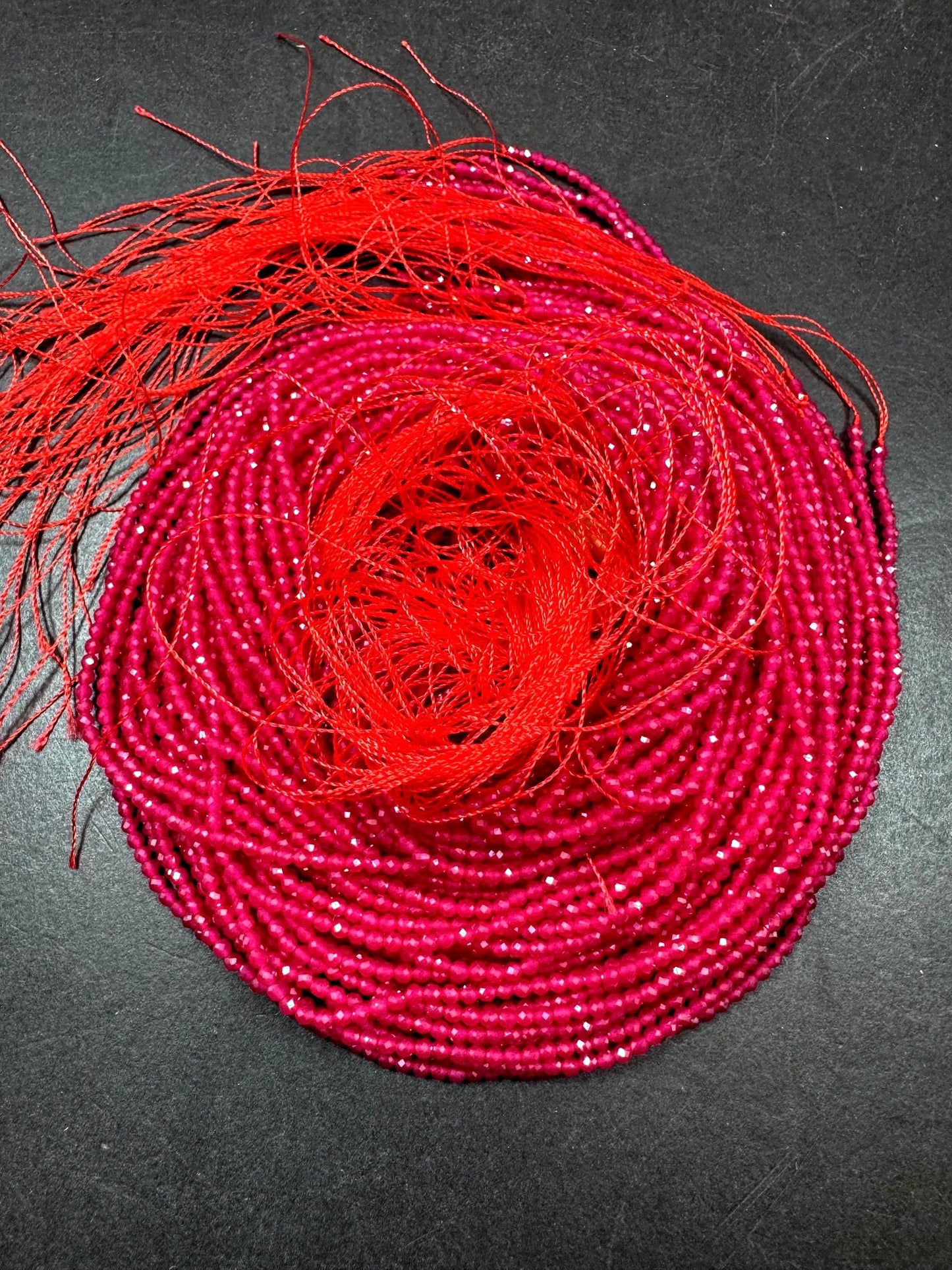 Natural Red Ruby AAA Grade. 2mm Faceted Round Shape. Excellent Quality. Natural Red Ruby Gemstone Bead. Full Strand 15.5”