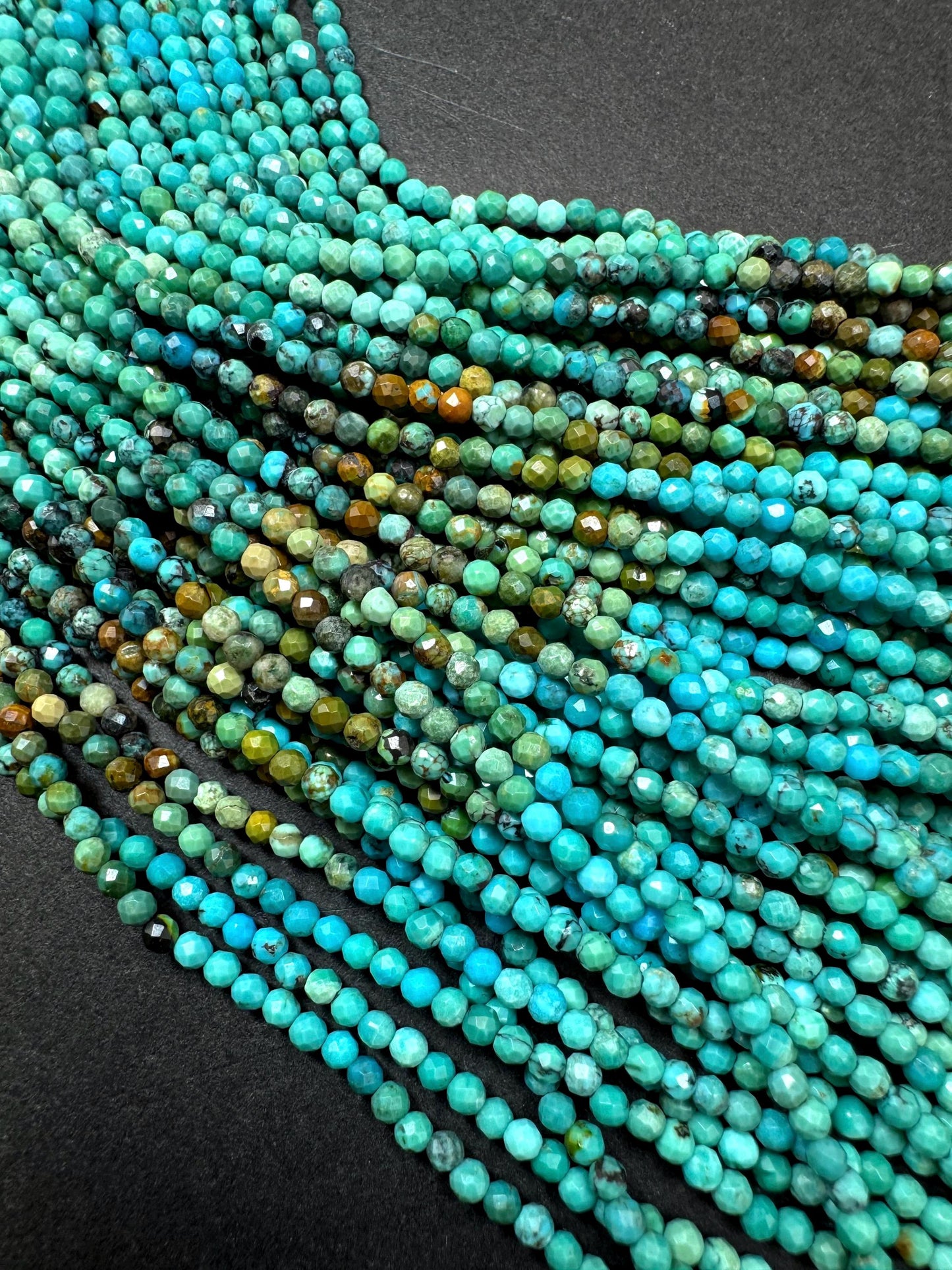 AAA Natural Turquoise Gemstone Bead. Faceted Round Shape Bead. Beautiful Natural Blue Turquoise Beads. Excellent Quality. Full Strand 15.5”