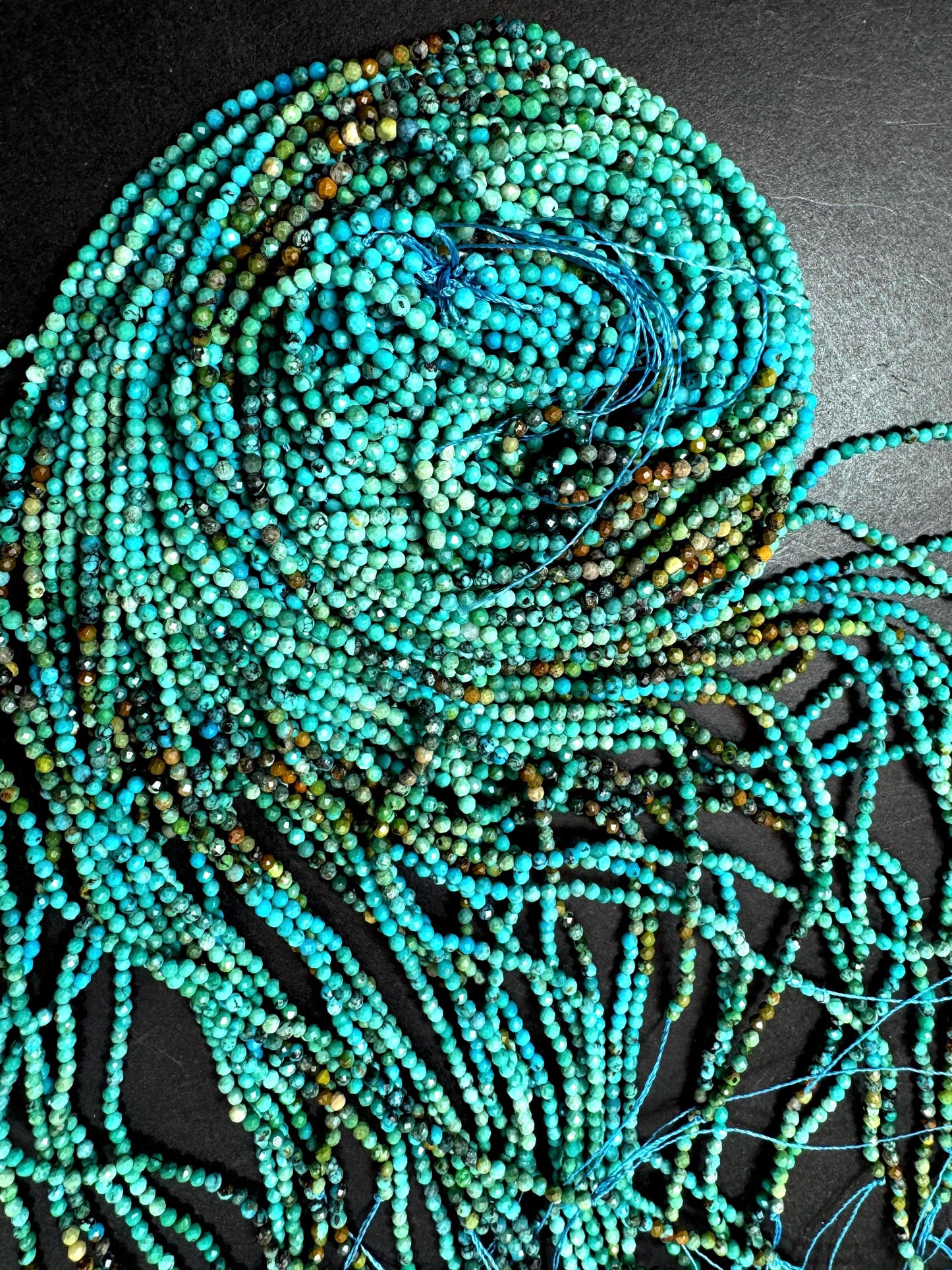 AAA Natural Turquoise Gemstone Bead. Faceted Round Shape Bead. Beautiful Natural Blue Turquoise Beads. Excellent Quality. Full Strand 15.5”