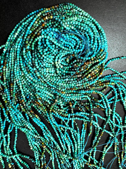 AAA Natural Turquoise Gemstone Bead. Faceted Round Shape Bead. Beautiful Natural Blue Turquoise Beads. Excellent Quality. Full Strand 15.5”