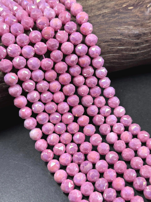 Beautiful Crystal glass bead. Faceted round shape bead. Gorgeous blush pink color, High quality crystal bead! Full strand 15.5