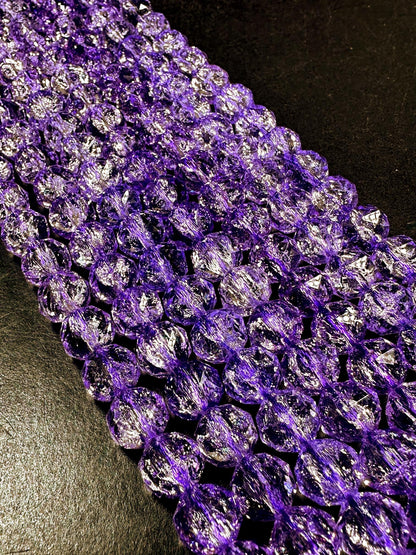 Beautiful Crackle Crystal glass bead. Faceted round shape bead. Gorgeous light purple color, High quality crystal bead! Full strand 15.5"