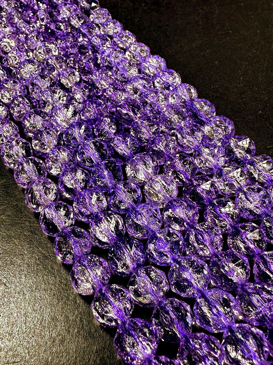Beautiful Crackle Crystal glass bead. Faceted round shape bead. Gorgeous light purple color, High quality crystal bead! Full strand 15.5"