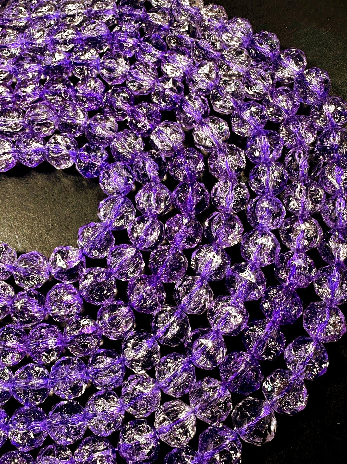 Beautiful Crackle Crystal glass bead. Faceted round shape bead. Gorgeous light purple color, High quality crystal bead! Full strand 15.5"