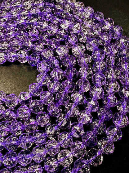Beautiful Crackle Crystal glass bead. Faceted round shape bead. Gorgeous light purple color, High quality crystal bead! Full strand 15.5"