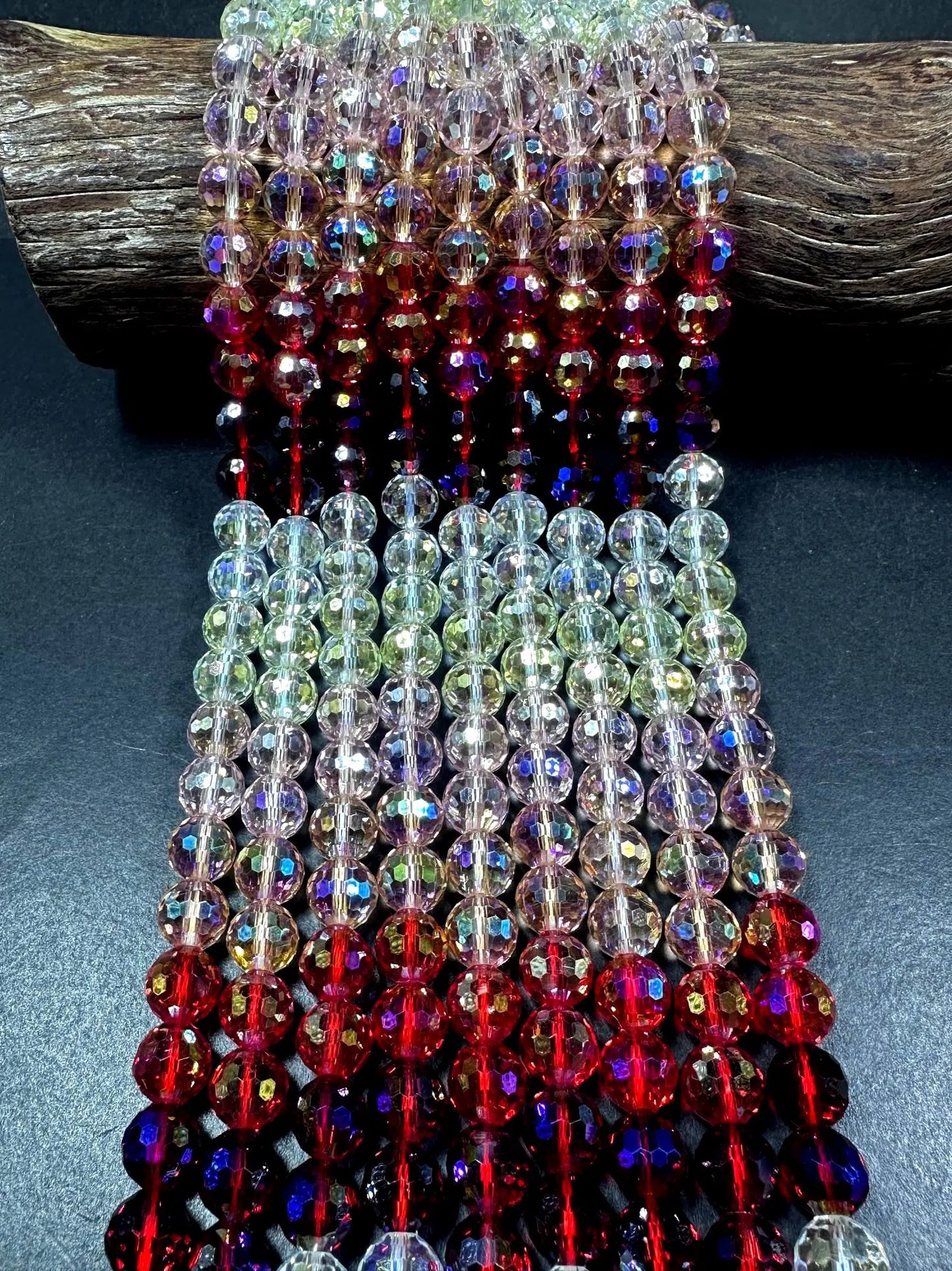 Beautiful Red White Crystal glass bead. Faceted round shape bead. High quality crystal bead! Full strand 15.5