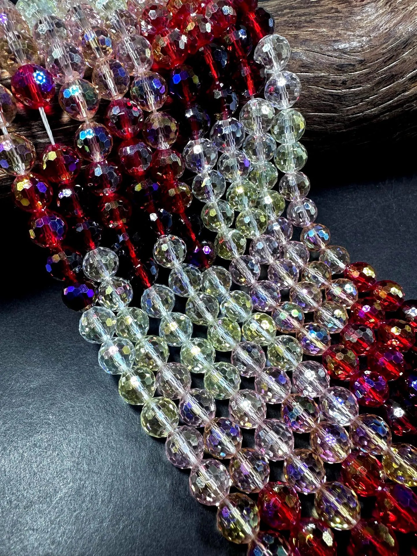 Beautiful Red White Crystal glass bead. Faceted round shape bead. High quality crystal bead! Full strand 15.5