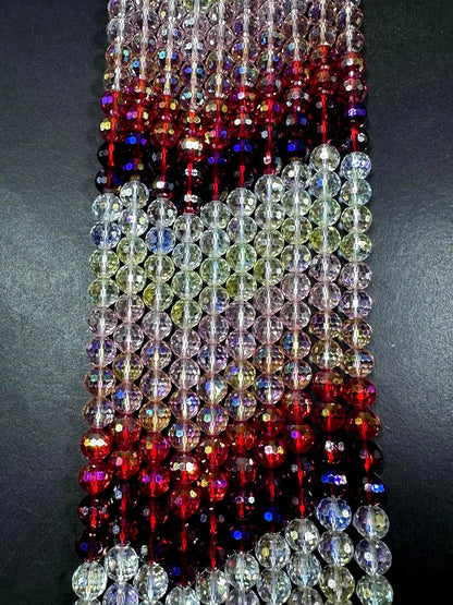 Beautiful Red White Crystal glass bead. Faceted round shape bead. High quality crystal bead! Full strand 15.5