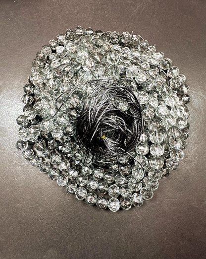 Beautiful Crackle Crystal glass bead. Faceted round shape bead. Gorgeous Light Gray color, High quality crystal bead! Full strand 15.5