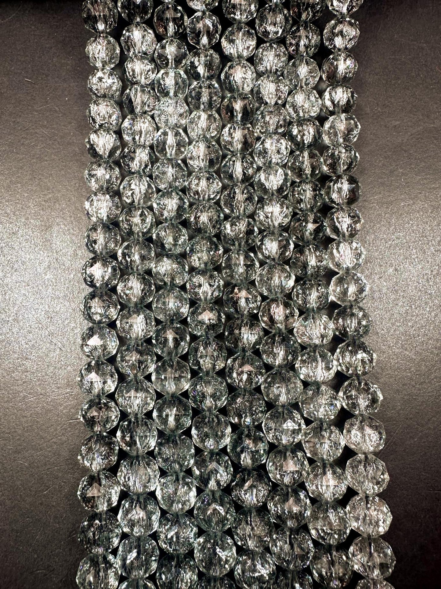 Beautiful Crackle Crystal glass bead. Faceted round shape bead. Gorgeous Light Gray color, High quality crystal bead! Full strand 15.5