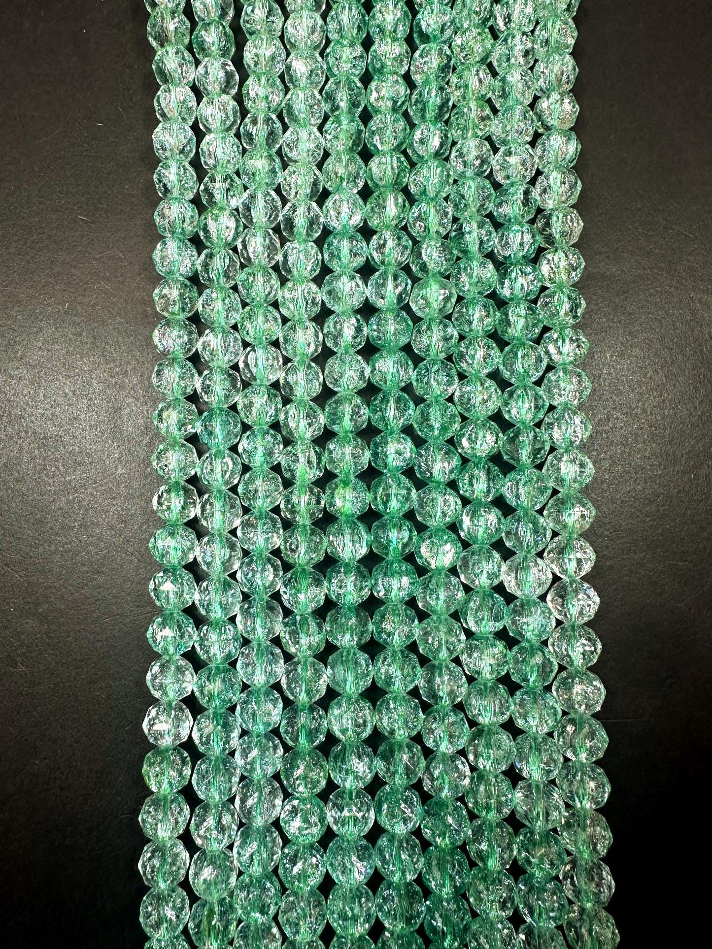 Beautiful Crackle Crystal glass bead. Faceted round shape bead. Gorgeous light green color, High quality crystal bead! Full strand 15.5