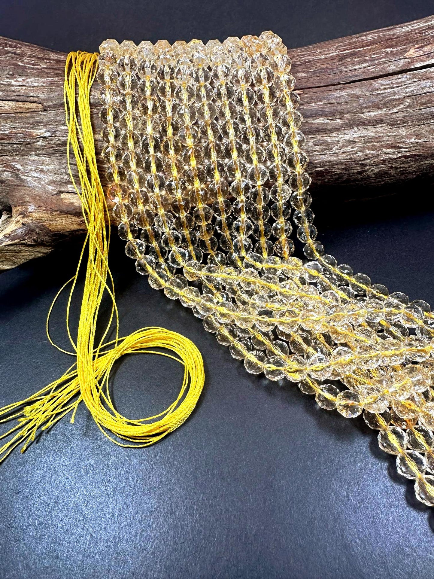 Beautiful Clear Yellow Chinese Crystal Glass Bead Faceted 6MM 8MM 10MM Round Bead, High Quality Full Strand 15.5"