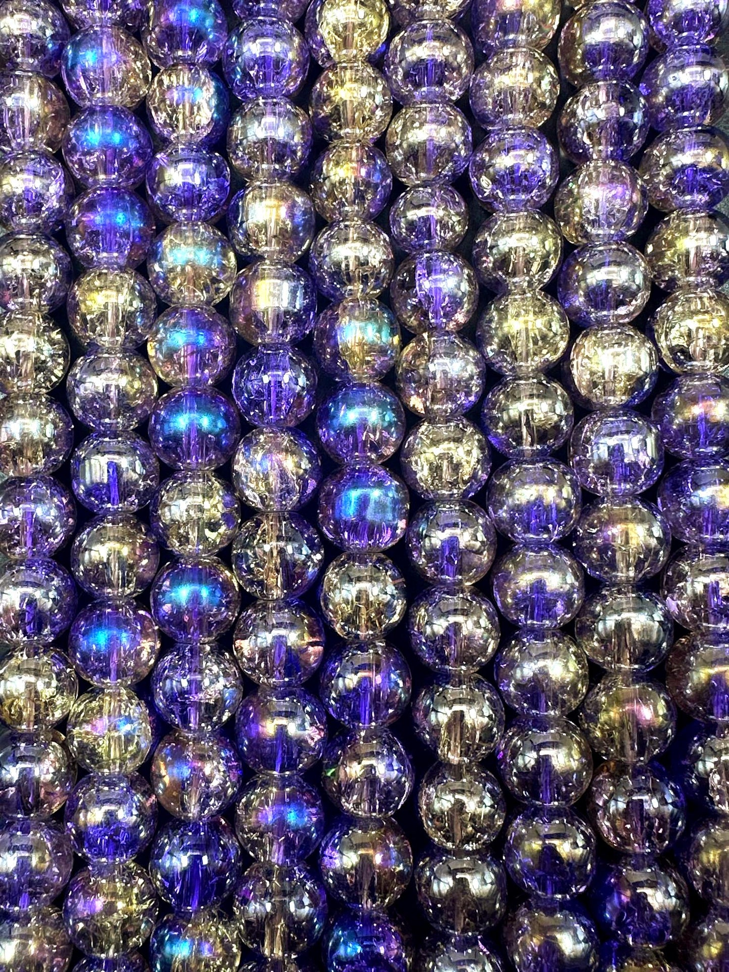 Lavender Crystal Glass Smooth Bead with Rainbow Flash. High quality crystal bead! Full strand 15.5