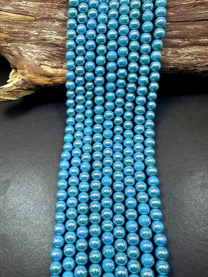 Beautiful Blue Turquoise Crystal Glass Pearl Bead. Round shape bead. Gorgeous high quality crystal bead! Full strand 15.5"