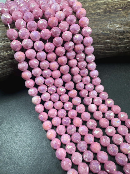 Beautiful Crystal glass bead. Faceted round shape bead. Gorgeous blush pink color, High quality crystal bead! Full strand 15.5