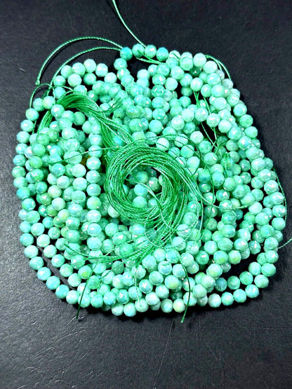 Beautiful Crystal glass bead. Faceted round shape bead. Gorgeous Light Green color, High quality crystal bead! Full strand