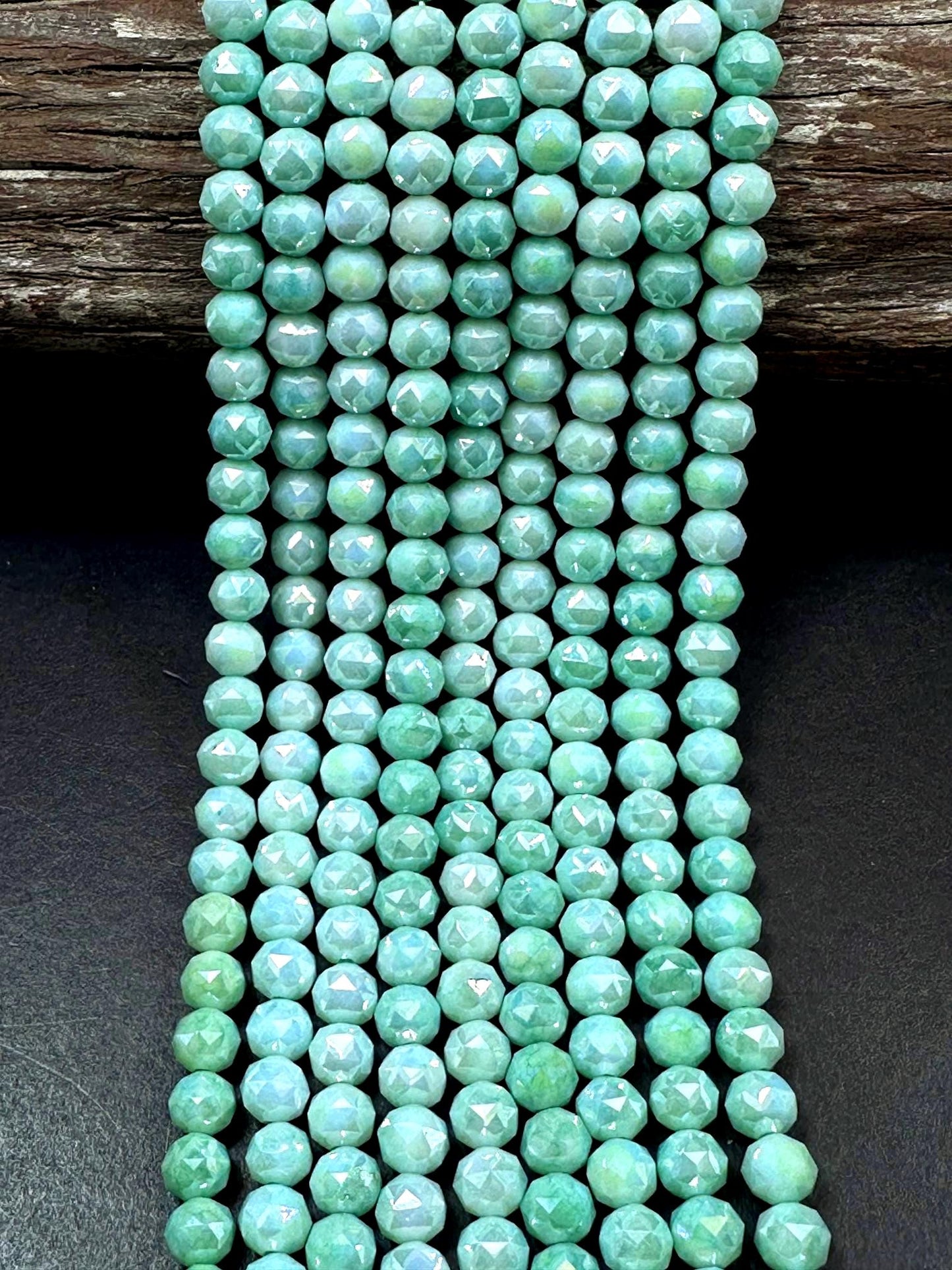 Beautiful Crystal glass bead. Faceted round shape bead. Gorgeous Light Green color, High quality crystal bead! Full strand