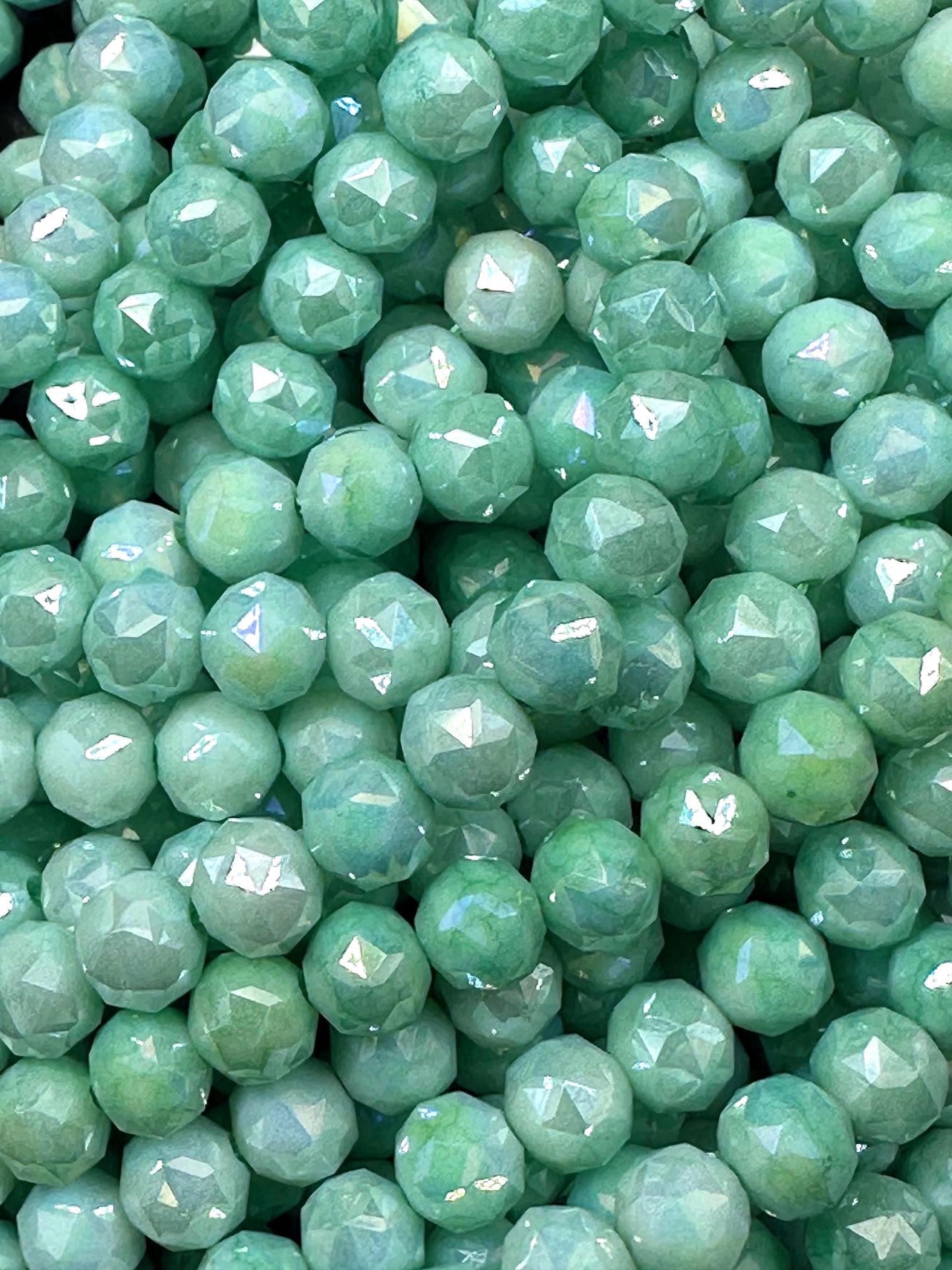 Beautiful Crystal glass bead. Faceted round shape bead. Gorgeous Light Green color, High quality crystal bead! Full strand