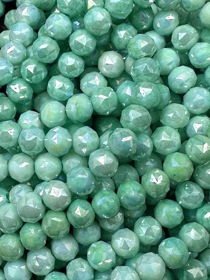 Beautiful Crystal glass bead. Faceted round shape bead. Gorgeous Light Green color, High quality crystal bead! Full strand