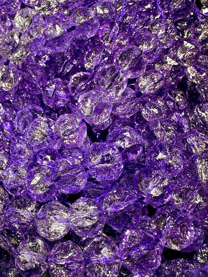 Beautiful Crackle Crystal glass bead. Faceted round shape bead. Gorgeous light purple color, High quality crystal bead! Full strand 15.5"