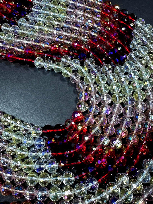 Beautiful Red White Crystal glass bead. Faceted round shape bead. High quality crystal bead! Full strand 15.5