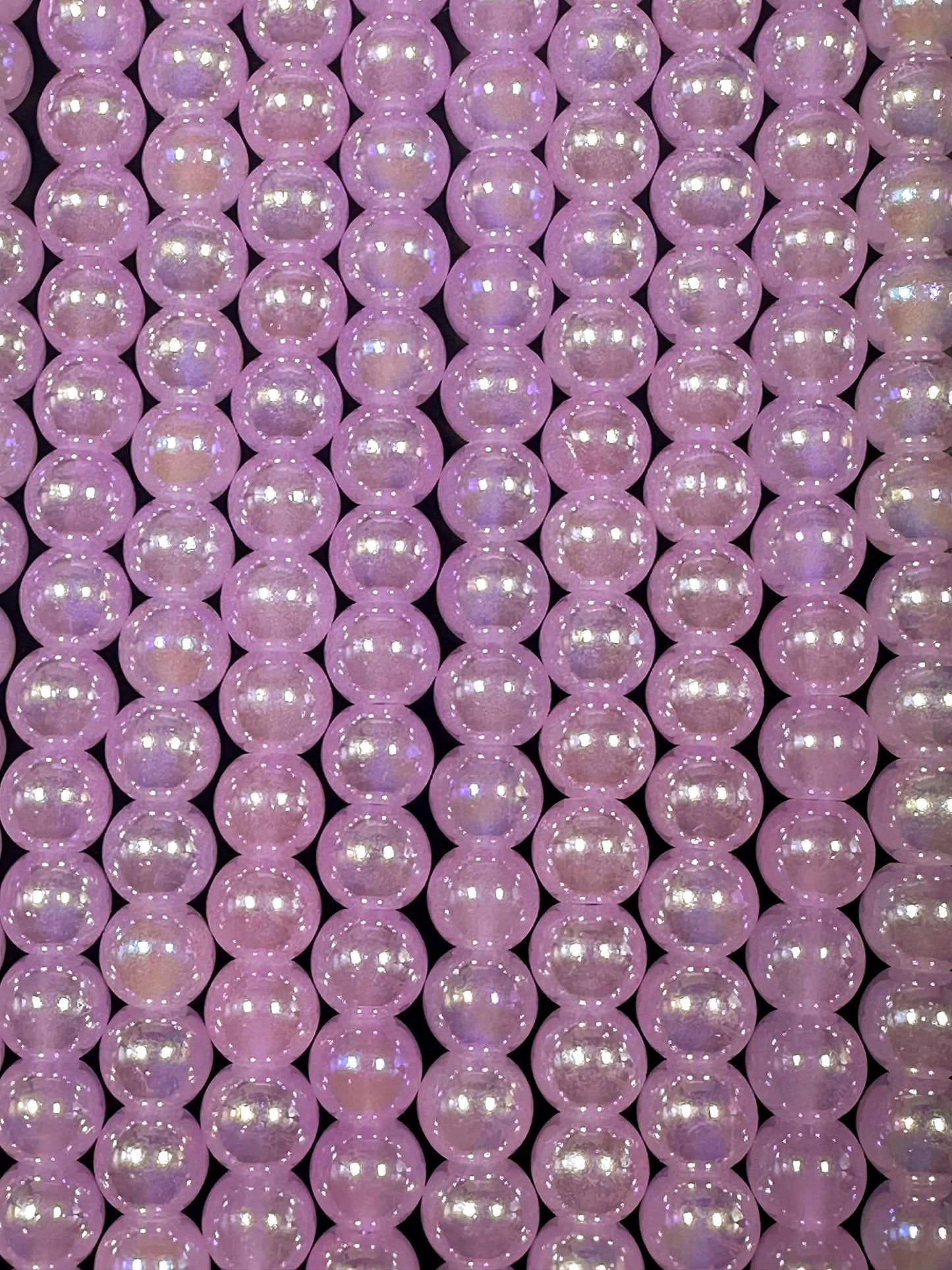 Beautiful Purple Lavender Crystal Glass Pearl Bead. Round shape bead. Gorgeous high quality crystal bead! Full strand 15.5"