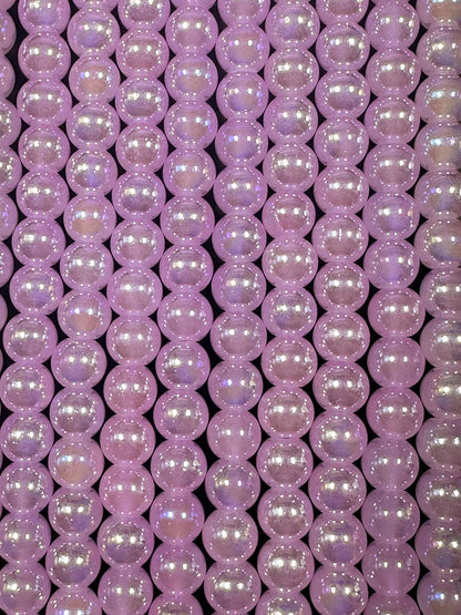 Beautiful Purple Lavender Crystal Glass Pearl Bead. Round shape bead. Gorgeous high quality crystal bead! Full strand 15.5"