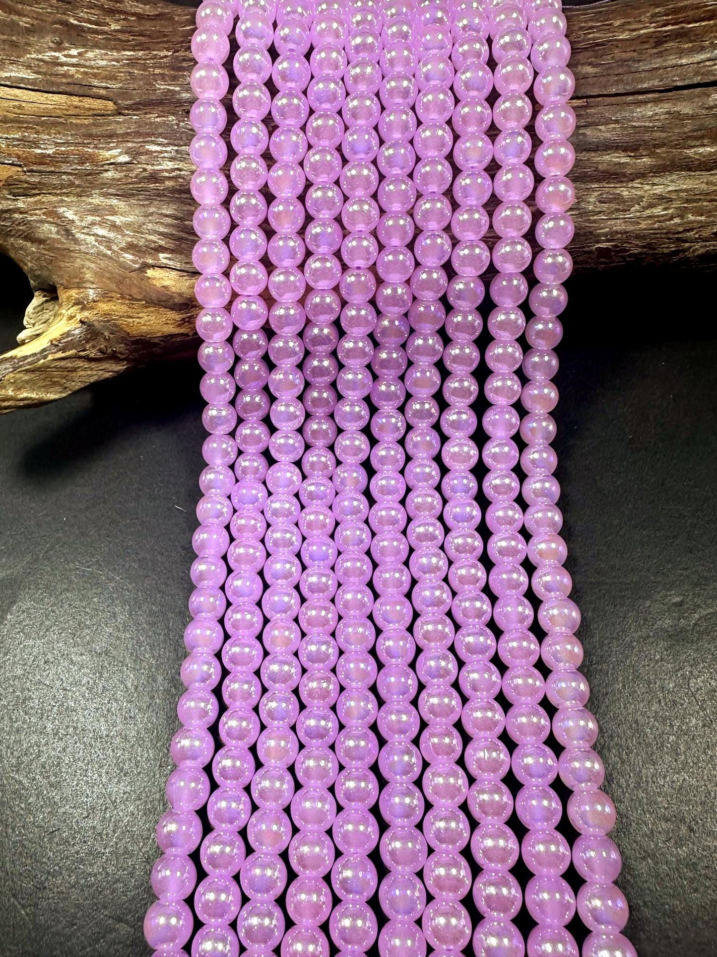 Beautiful Purple Lavender Crystal Glass Pearl Bead. Round shape bead. Gorgeous high quality crystal bead! Full strand 15.5"