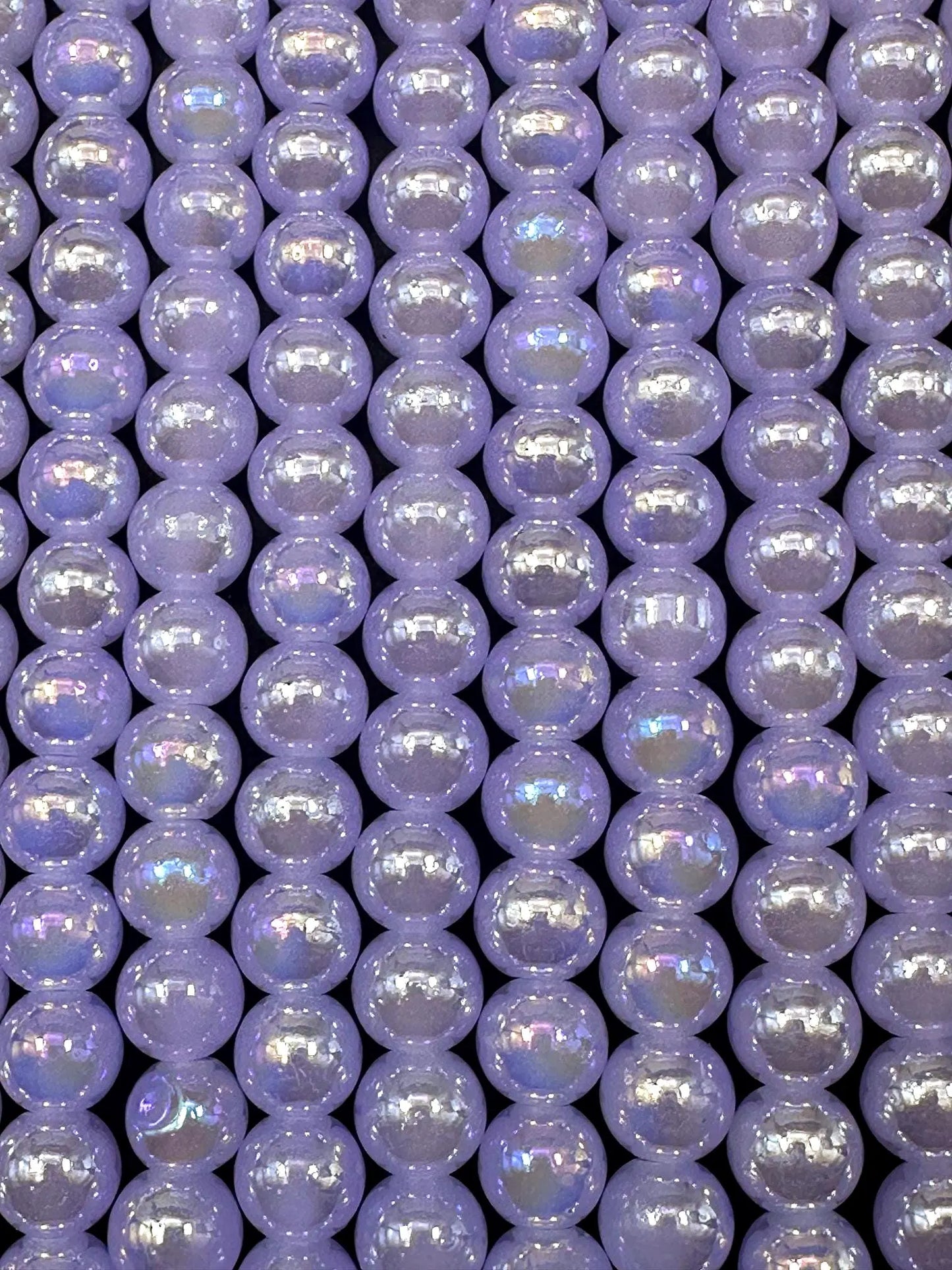 Beautiful Light Purple Crystal Glass Pearl Bead. Round shape bead. Gorgeous high quality crystal bead! Full strand 15.5"