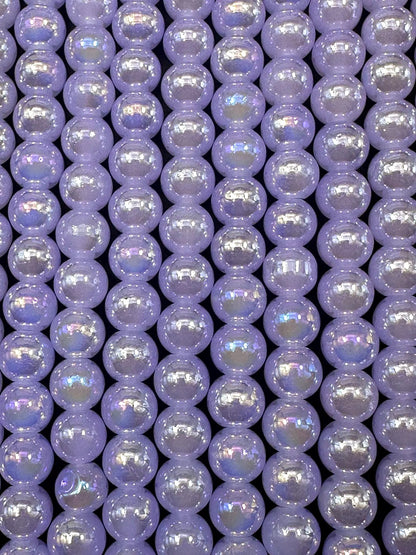 Beautiful Light Purple Crystal Glass Pearl Bead. Round shape bead. Gorgeous high quality crystal bead! Full strand 15.5"