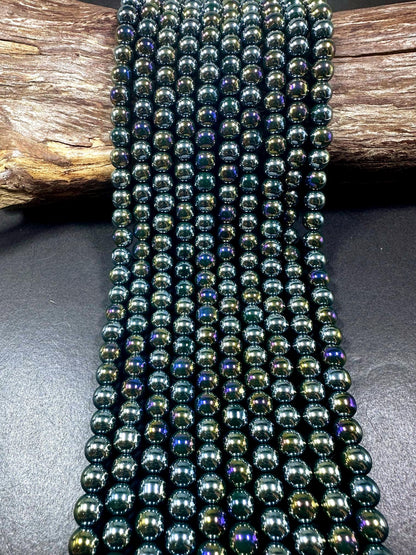 Beautiful Dark Green Crystal Glass Pearl Bead. Round shape bead. Gorgeous high quality crystal bead! Full strand 15.5"